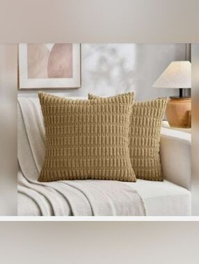 Sanmadrola Throw Pillow Covers 18x18 inch Set of 2 Corduroy Decorative Pillow.